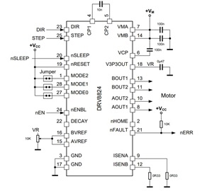 Figure 2a. DRV8824 application schematic. Figure 2a. DRV8824 application schematic.
