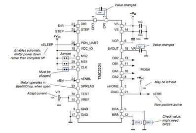 Figure 2b. Upgrade by TMC2224 (blue: values requiring modification). Figure 2b. Upgrade by TMC2224 (blue: values requiring modification).