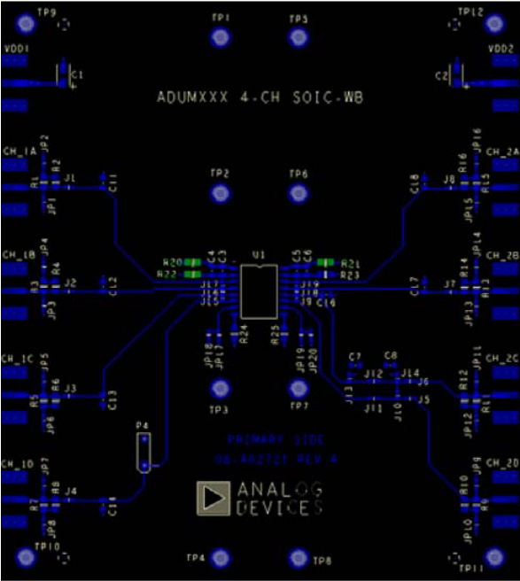 Figure 26. Top Layer 1 of 4-Layer Low Noise PCB Layout.