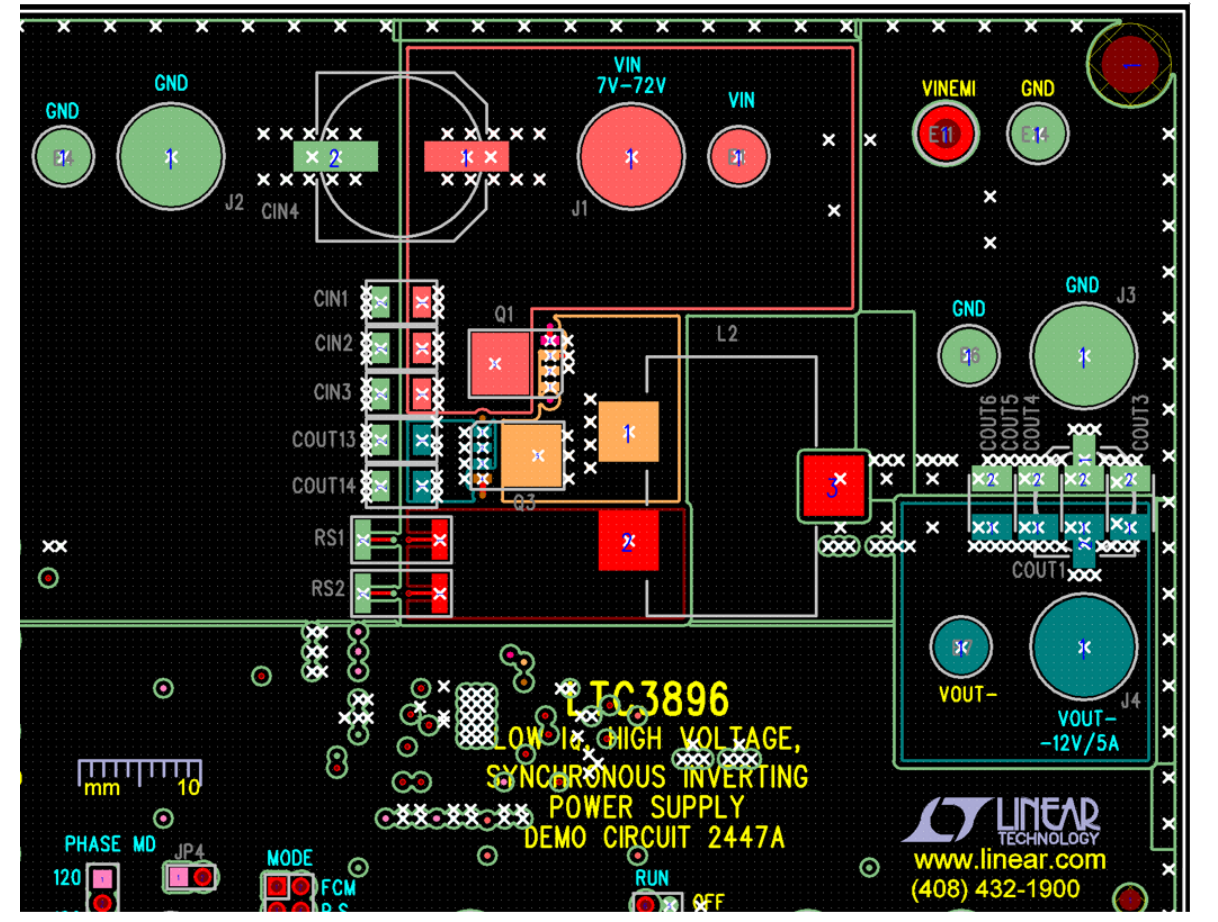 Figure 28. Layout for the DC2447A Demo Board that Hosts the LTC3896 Controller