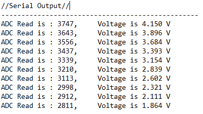 Serial output of the MAX11301WING_Demo program.