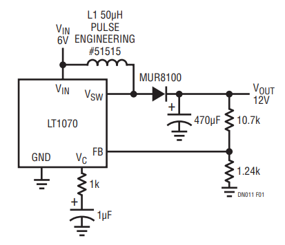 Figure 1. Typical LT1070 Flyback Regulator.