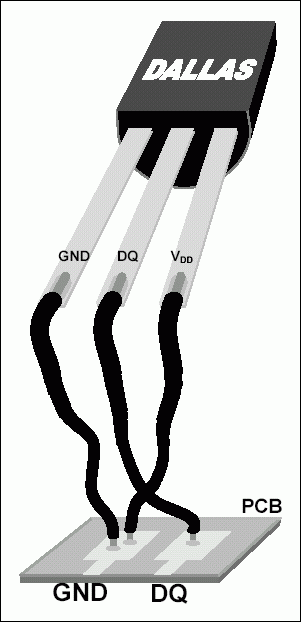 Figure 1. 1-Wire temperature sensor with VDD pin connected to GND at PCB.
