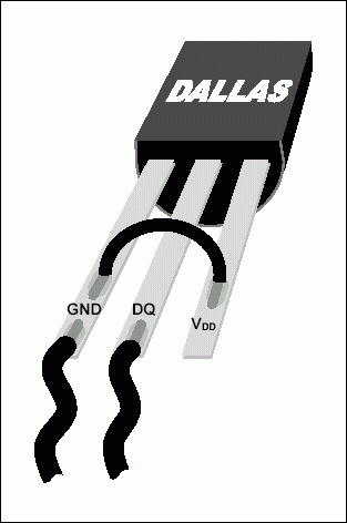Figure 2. 1-Wire temperature sensor with VDD pin locally connected to GND.