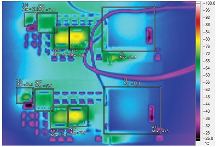 Thermograph of the multiphase converter shown in Figure 9