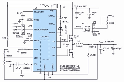 Electrical schematic of an LTC7803-based converter