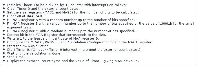 Figure 2. Pseudo code for timing a modular exponentiation calculation.
