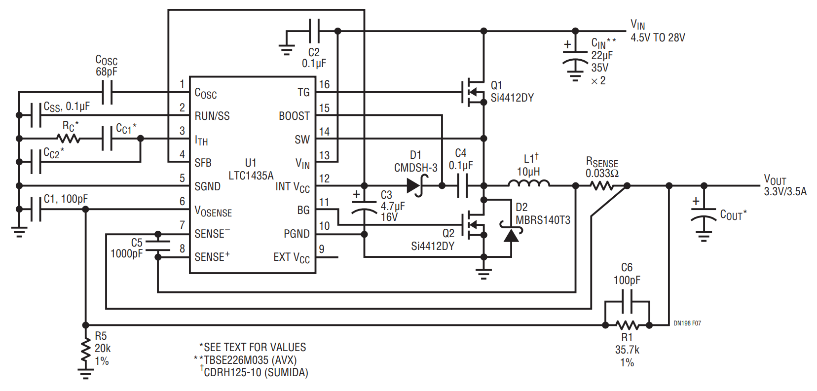 Figure 7. LTC1435A Constant Frequency, High Efficiency Converter.