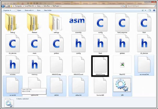Figure 1. IAR project root directory.