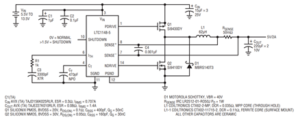 Figure 1. LTC1148 (5.5V-13.5V to 5V/2A) Surface Mount.