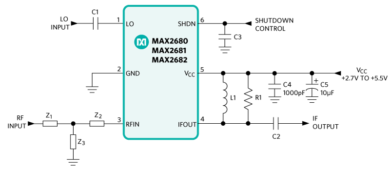 Typical application circuit for MAX2682