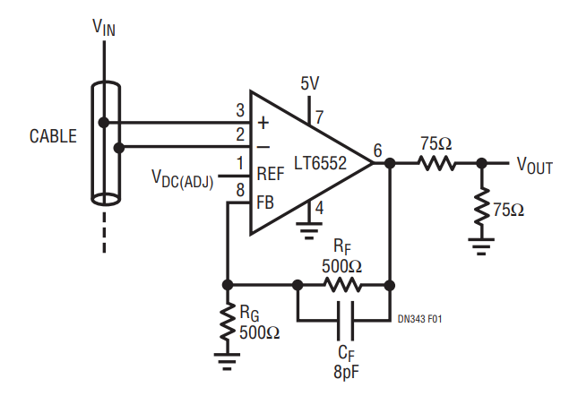 Figure 1. Noise Rejecting Sense Amplifier with DC Adjust.