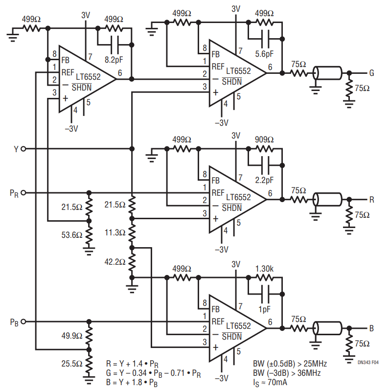 Figure 4. YPBPR to RGB Component Video Converter.