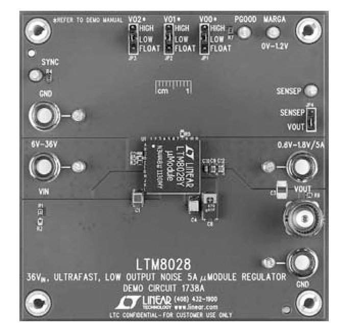 Figure 2. The LTM8028 Makes It Possible to Build a Minimal Component-Count Regulator That Meets Stringent Noise, Efficiency and Transient Response Requirements