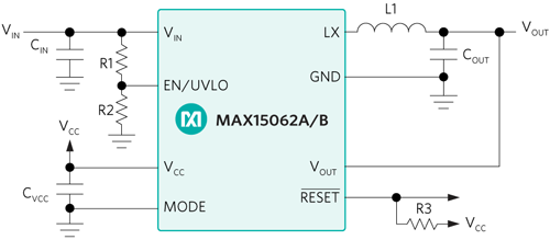 Figure 7. MAX15062 typical application schematic