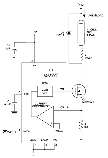 Figure 1. The connections shown convert this switch-mode voltage regulator to a general-purpose current source.