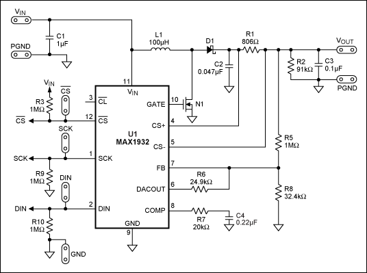 Figure 8. The MAX1932 provides an integrated boost circuit with voltage-mode control.