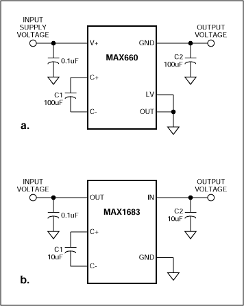 Figure 2. Simple external connections implement VOUT = VIN/2.