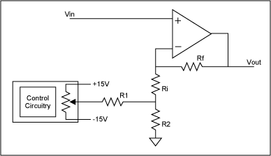 Non-inverting amplifier with EPOT for offset control.
