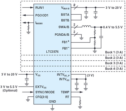 LTC3376 simplified block diagram