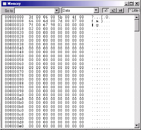图13. IAR Embedded Workbench显示的Memory内容。