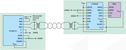 LTC6813 isolated connection with an LTC6820