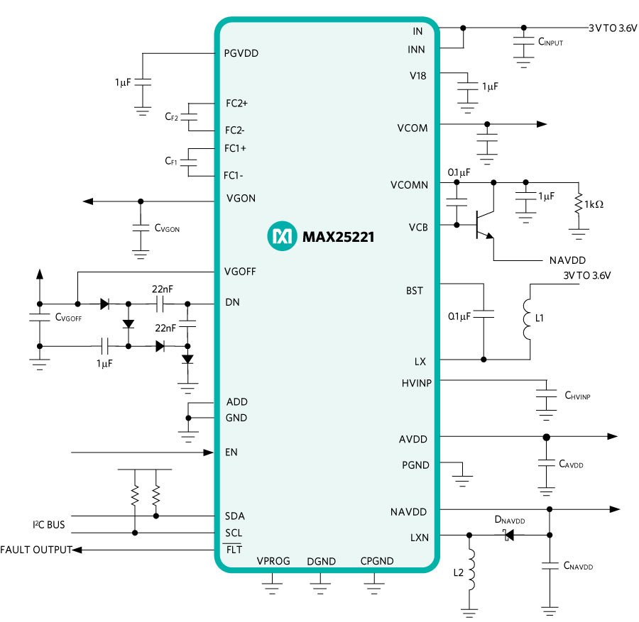 Figure 4. MAX25221 application circuit.