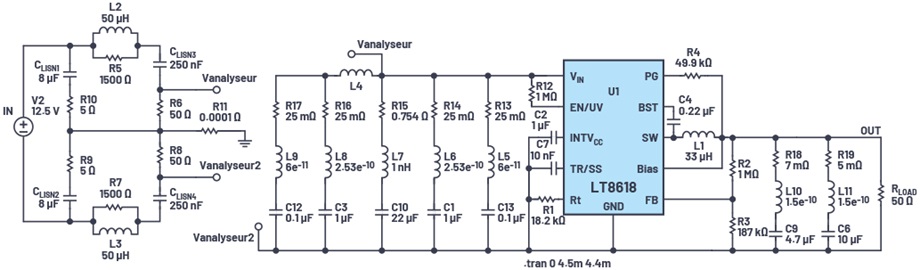 LTspice model corresponding to the DC2822A demo board VIN configuration