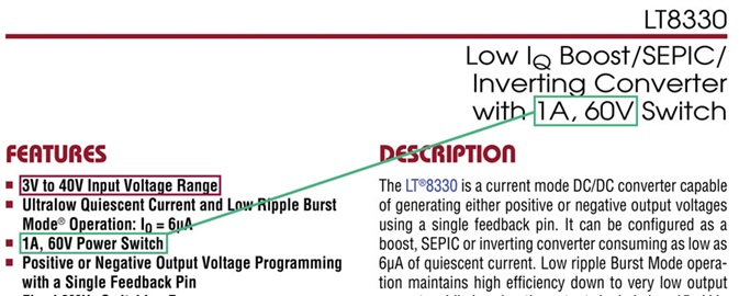 The LT8330 boost regulator IC data sheet