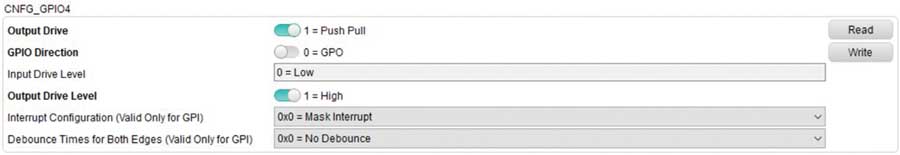 Figure 7. GUI used to configure GPIO4.
