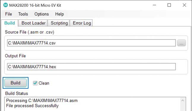 Figure 10. Build a .hex file from the original .csv file.