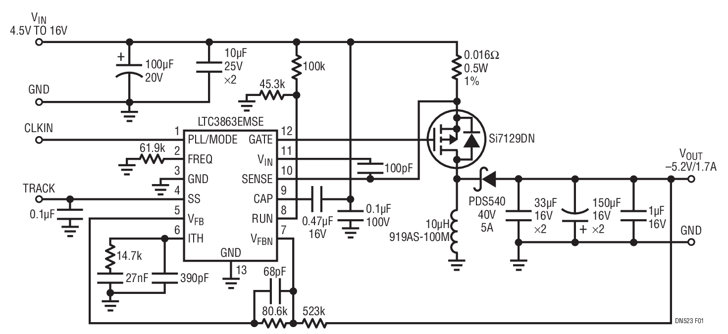 lnverting Convener Produces —5.2V at 1.7A from a 4.5V to 16V Source