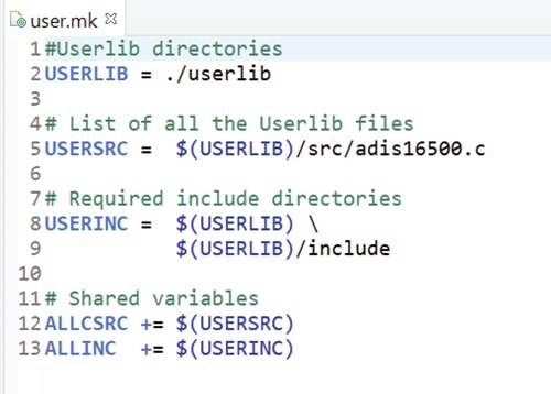 Figure 2. A userlib makefile.