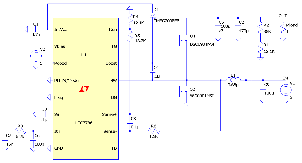 LTC3786 - High Efficiency Li-Ion Battery to USB Boost Converter