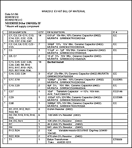Figure 10. Bill of Materials for 190MHz IF.