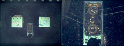 An input control chip photo showing damaged areas during test 11