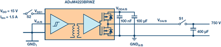 An EOS circuit ADuM4223 in worst case