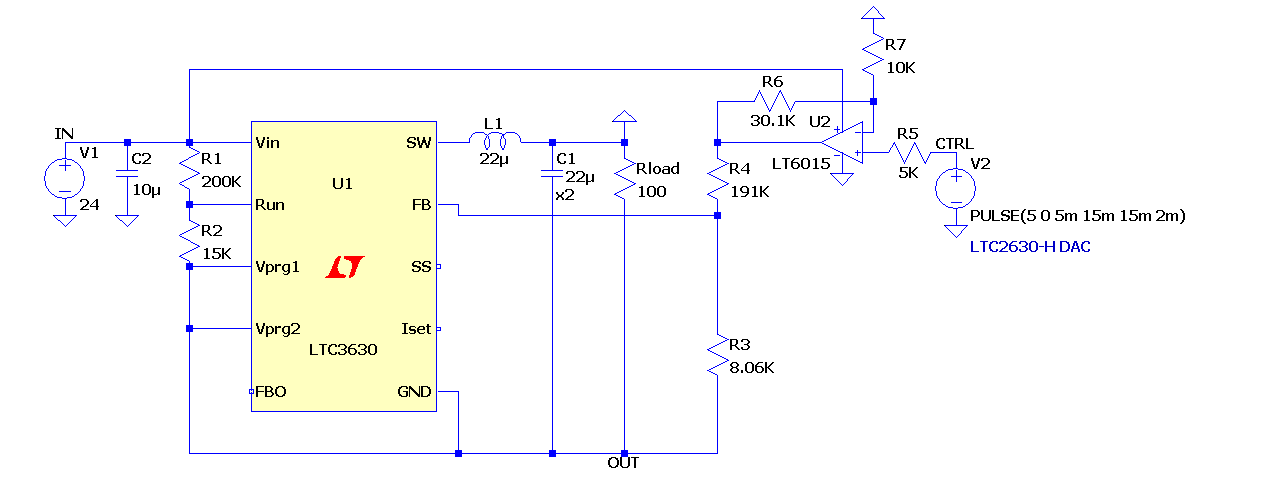 Figure 2: Positive to Negative Converter with Variable Output Using LTC3630 and LT6015