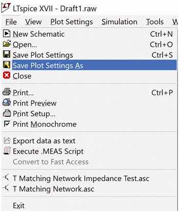 Figure 8. Saving the plot settings saves the y-axis configuration and plotted waveforms.