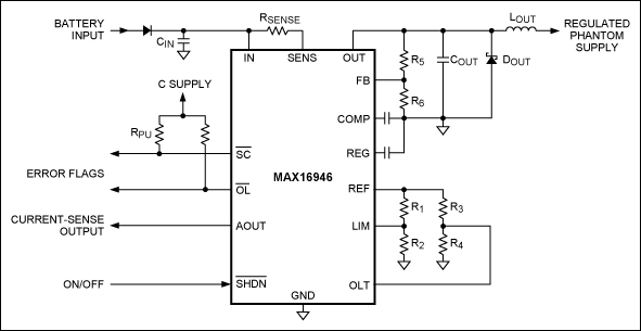 图1. MAX16946远端天线CSA和开关的典型工作电路