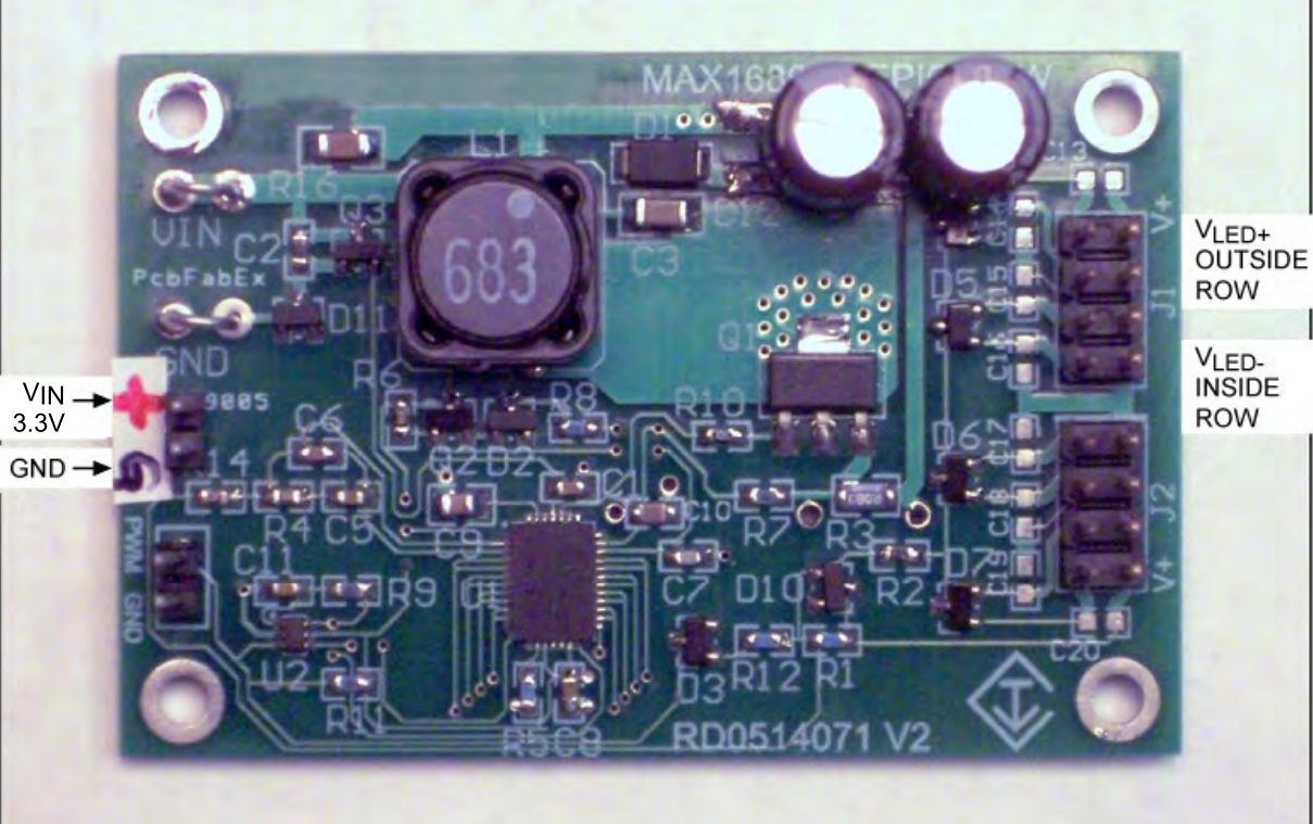 图1. MAX16809驱动器电路板