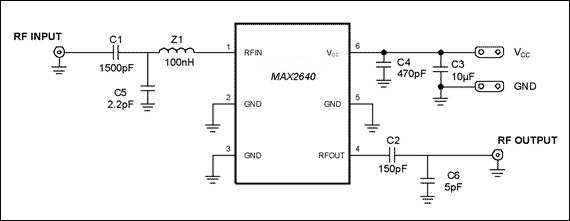 图14.  MAX2640工作在315MHz时的评估板原理图