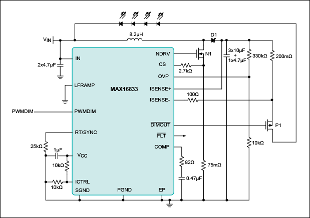 Figure 7. Typical application circuit based on example calculations.