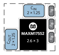 Figure 4. MAXM17552 µSLIC 5VOUT, 100mA buck solution.