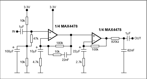 Figure 2. One channel phono preamplifier with RIAA equalization. 