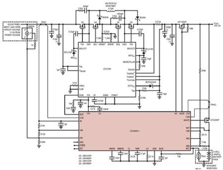 Figure 3. Typical Application: LTC4000-1 Solar Panel Input 6V to 36VIN to 14.4V at 4.5A Buck-Boost 4-cell LiFePO4 Charger.