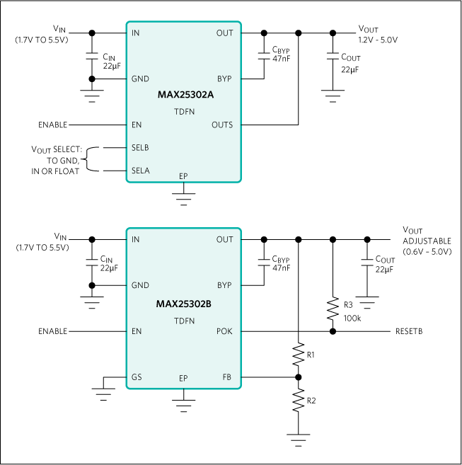 MAX25302A, MAX25302B: Typical Operating Circuit