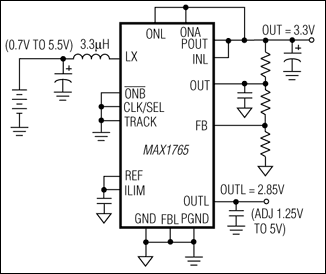MAX1765：典型工作电路