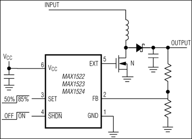 MAX1522、MAX1523、MAX1524：典型工作电路