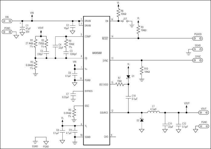 MAX5088、MAX5089：典型应用电路